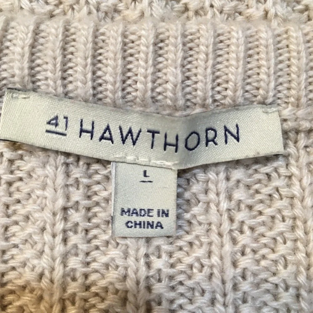 41 Hawthorn Women L Chunky Knit Sweater Cream Heritage Coastal Cottage Fisherman